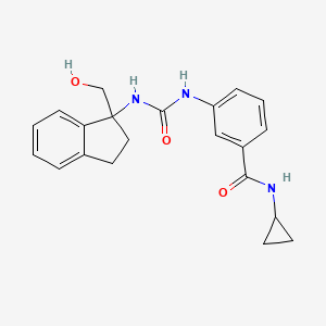 molecular formula C21H23N3O3 B7376605 N-cyclopropyl-3-[[1-(hydroxymethyl)-2,3-dihydroinden-1-yl]carbamoylamino]benzamide 