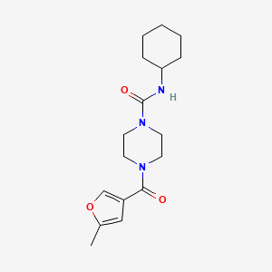 molecular formula C17H25N3O3 B7376731 N-cyclohexyl-4-(5-methylfuran-3-carbonyl)piperazine-1-carboxamide 