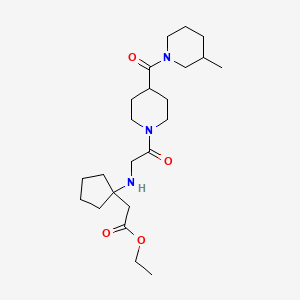 molecular formula C23H39N3O4 B7376739 Ethyl 2-[1-[[2-[4-(3-methylpiperidine-1-carbonyl)piperidin-1-yl]-2-oxoethyl]amino]cyclopentyl]acetate 