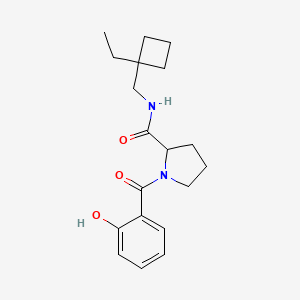 molecular formula C19H26N2O3 B7376779 N-[(1-ethylcyclobutyl)methyl]-1-(2-hydroxybenzoyl)pyrrolidine-2-carboxamide 
