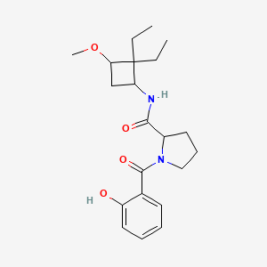molecular formula C21H30N2O4 B7376786 N-(2,2-diethyl-3-methoxycyclobutyl)-1-(2-hydroxybenzoyl)pyrrolidine-2-carboxamide 