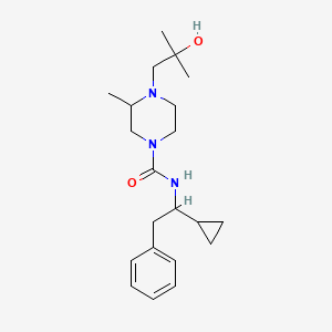 molecular formula C21H33N3O2 B7376812 N-(1-cyclopropyl-2-phenylethyl)-4-(2-hydroxy-2-methylpropyl)-3-methylpiperazine-1-carboxamide 