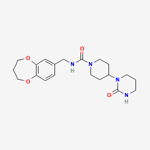 molecular formula C20H28N4O4 B7377025 N-(3,4-dihydro-2H-1,5-benzodioxepin-7-ylmethyl)-4-(2-oxo-1,3-diazinan-1-yl)piperidine-1-carboxamide 