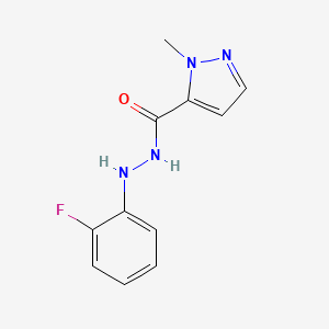 molecular formula C11H11FN4O B7377142 N'-(2-fluorophenyl)-2-methylpyrazole-3-carbohydrazide 