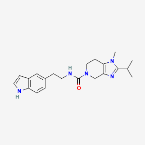 molecular formula C21H27N5O B7377204 N-[2-(1H-indol-5-yl)ethyl]-1-methyl-2-propan-2-yl-6,7-dihydro-4H-imidazo[4,5-c]pyridine-5-carboxamide 