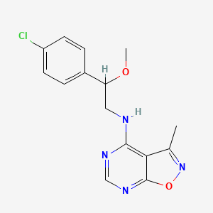 molecular formula C15H15ClN4O2 B7377306 N-[2-(4-chlorophenyl)-2-methoxyethyl]-3-methyl-[1,2]oxazolo[5,4-d]pyrimidin-4-amine 