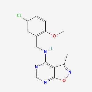 molecular formula C14H13ClN4O2 B7377317 N-[(5-chloro-2-methoxyphenyl)methyl]-3-methyl-[1,2]oxazolo[5,4-d]pyrimidin-4-amine 