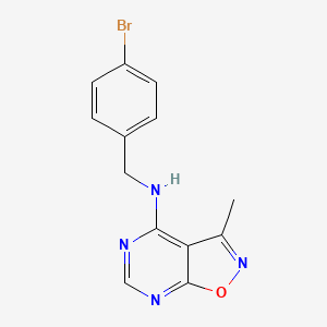 molecular formula C13H11BrN4O B7377327 N-[(4-bromophenyl)methyl]-3-methyl-[1,2]oxazolo[5,4-d]pyrimidin-4-amine 