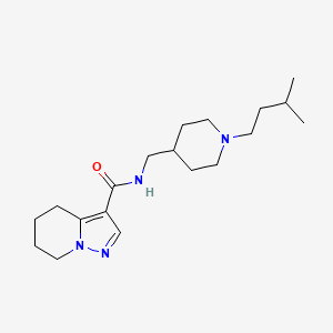 molecular formula C19H32N4O B7377382 N-[[1-(3-methylbutyl)piperidin-4-yl]methyl]-4,5,6,7-tetrahydropyrazolo[1,5-a]pyridine-3-carboxamide 