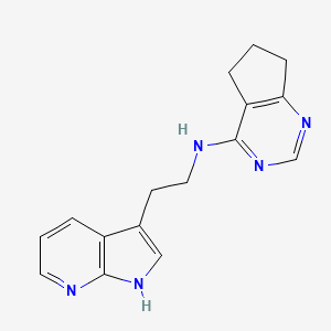 molecular formula C16H17N5 B7377385 N-[2-(1H-pyrrolo[2,3-b]pyridin-3-yl)ethyl]-6,7-dihydro-5H-cyclopenta[d]pyrimidin-4-amine 