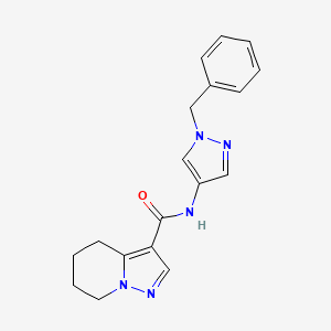 molecular formula C18H19N5O B7377391 N-(1-benzylpyrazol-4-yl)-4,5,6,7-tetrahydropyrazolo[1,5-a]pyridine-3-carboxamide 