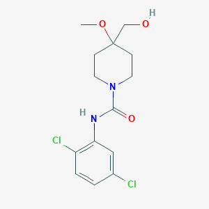 molecular formula C14H18Cl2N2O3 B7377417 N-(2,5-dichlorophenyl)-4-(hydroxymethyl)-4-methoxypiperidine-1-carboxamide 