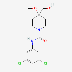 molecular formula C14H18Cl2N2O3 B7377419 N-(3,5-dichlorophenyl)-4-(hydroxymethyl)-4-methoxypiperidine-1-carboxamide 
