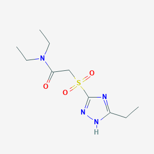 molecular formula C10H18N4O3S B7377559 N,N-diethyl-2-[(5-ethyl-1H-1,2,4-triazol-3-yl)sulfonyl]acetamide 