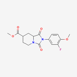 molecular formula C16H17FN2O5 B7377668 methyl 2-(3-fluoro-4-methoxyphenyl)-1,3-dioxo-6,7,8,8a-tetrahydro-5H-imidazo[1,5-a]pyridine-7-carboxylate 