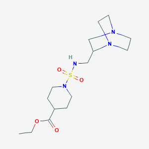 molecular formula C15H28N4O4S B7377677 Ethyl 1-(1,4-diazabicyclo[2.2.2]octan-2-ylmethylsulfamoyl)piperidine-4-carboxylate 