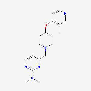 molecular formula C18H25N5O B7377707 N,N-dimethyl-4-[[4-(3-methylpyridin-4-yl)oxypiperidin-1-yl]methyl]pyrimidin-2-amine 