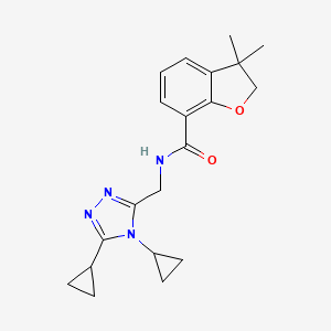 molecular formula C20H24N4O2 B7377856 N-[(4,5-dicyclopropyl-1,2,4-triazol-3-yl)methyl]-3,3-dimethyl-2H-1-benzofuran-7-carboxamide 