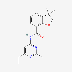 molecular formula C18H21N3O2 B7377871 N-(6-ethyl-2-methylpyrimidin-4-yl)-3,3-dimethyl-2H-1-benzofuran-7-carboxamide 