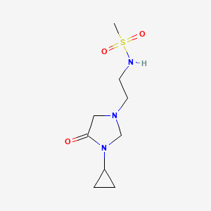 molecular formula C9H17N3O3S B7377973 N-[2-(3-cyclopropyl-4-oxoimidazolidin-1-yl)ethyl]methanesulfonamide 
