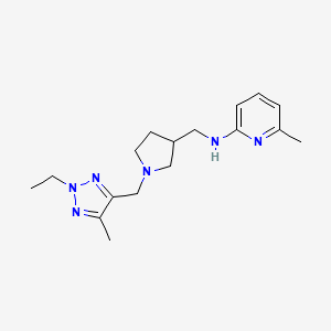 molecular formula C17H26N6 B7378092 N-[[1-[(2-ethyl-5-methyltriazol-4-yl)methyl]pyrrolidin-3-yl]methyl]-6-methylpyridin-2-amine 