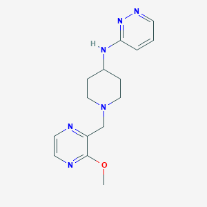 molecular formula C15H20N6O B7378094 N-[1-[(3-methoxypyrazin-2-yl)methyl]piperidin-4-yl]pyridazin-3-amine 