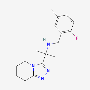 molecular formula C17H23FN4 B7378156 N-[(2-fluoro-5-methylphenyl)methyl]-2-(5,6,7,8-tetrahydro-[1,2,4]triazolo[4,3-a]pyridin-3-yl)propan-2-amine 