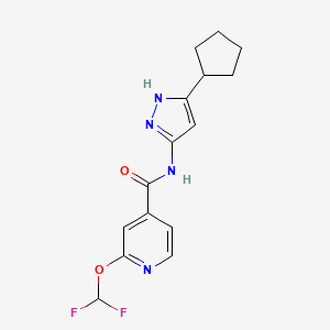 molecular formula C15H16F2N4O2 B7378204 N-(5-cyclopentyl-1H-pyrazol-3-yl)-2-(difluoromethoxy)pyridine-4-carboxamide 