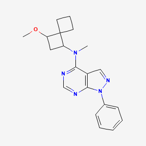 molecular formula C20H23N5O B7378430 N-(3-methoxyspiro[3.3]heptan-1-yl)-N-methyl-1-phenylpyrazolo[3,4-d]pyrimidin-4-amine 