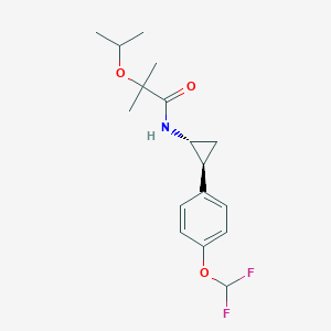 molecular formula C17H23F2NO3 B7378504 N-[(1R,2S)-2-[4-(difluoromethoxy)phenyl]cyclopropyl]-2-methyl-2-propan-2-yloxypropanamide 
