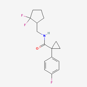 molecular formula C16H18F3NO B7378623 N-[(2,2-difluorocyclopentyl)methyl]-1-(4-fluorophenyl)cyclopropane-1-carboxamide 