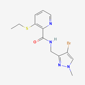 molecular formula C13H15BrN4OS B7378631 N-[(4-bromo-1-methylpyrazol-3-yl)methyl]-3-ethylsulfanylpyridine-2-carboxamide 