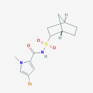 molecular formula C13H17BrN2O3S B7378668 N-[[(1S,4R)-2-bicyclo[2.2.1]heptanyl]sulfonyl]-4-bromo-1-methylpyrrole-2-carboxamide 