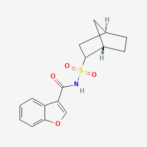 molecular formula C16H17NO4S B7378689 N-[[(1S,4R)-2-bicyclo[2.2.1]heptanyl]sulfonyl]-1-benzofuran-3-carboxamide 