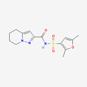 molecular formula C14H17N3O4S B7378717 N-(2,5-dimethylfuran-3-yl)sulfonyl-4,5,6,7-tetrahydropyrazolo[1,5-a]pyridine-2-carboxamide 