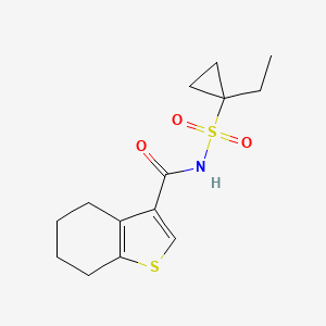 molecular formula C14H19NO3S2 B7378754 N-(1-ethylcyclopropyl)sulfonyl-4,5,6,7-tetrahydro-1-benzothiophene-3-carboxamide 