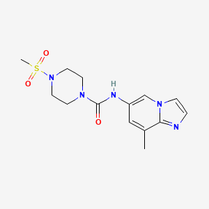 molecular formula C14H19N5O3S B7378799 N-(8-methylimidazo[1,2-a]pyridin-6-yl)-4-methylsulfonylpiperazine-1-carboxamide 