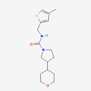molecular formula C16H24N2O2S B7378810 N-[(4-methylthiophen-2-yl)methyl]-3-(oxan-4-yl)pyrrolidine-1-carboxamide 