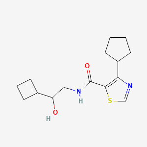 molecular formula C15H22N2O2S B7378996 N-(2-cyclobutyl-2-hydroxyethyl)-4-cyclopentyl-1,3-thiazole-5-carboxamide 