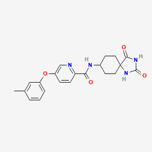molecular formula C21H22N4O4 B7379132 N-(2,4-dioxo-1,3-diazaspiro[4.5]decan-8-yl)-5-(3-methylphenoxy)pyridine-2-carboxamide 