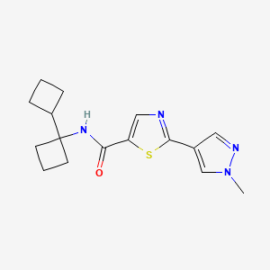 molecular formula C16H20N4OS B7379144 N-(1-cyclobutylcyclobutyl)-2-(1-methylpyrazol-4-yl)-1,3-thiazole-5-carboxamide 