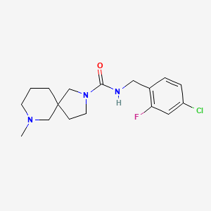 molecular formula C17H23ClFN3O B7379150 N-[(4-chloro-2-fluorophenyl)methyl]-9-methyl-2,9-diazaspiro[4.5]decane-2-carboxamide 