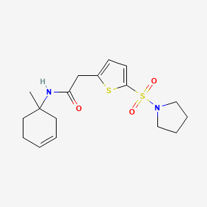 molecular formula C17H24N2O3S2 B7379152 N-(1-methylcyclohex-3-en-1-yl)-2-(5-pyrrolidin-1-ylsulfonylthiophen-2-yl)acetamide 
