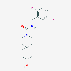 molecular formula C18H24F2N2O2 B7379161 N-[(2,5-difluorophenyl)methyl]-9-hydroxy-3-azaspiro[5.5]undecane-3-carboxamide 