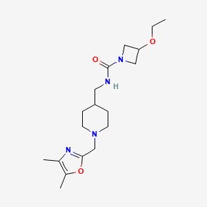 molecular formula C18H30N4O3 B7379168 N-[[1-[(4,5-dimethyl-1,3-oxazol-2-yl)methyl]piperidin-4-yl]methyl]-3-ethoxyazetidine-1-carboxamide 