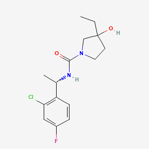 molecular formula C15H20ClFN2O2 B7379189 N-[(1S)-1-(2-chloro-4-fluorophenyl)ethyl]-3-ethyl-3-hydroxypyrrolidine-1-carboxamide 