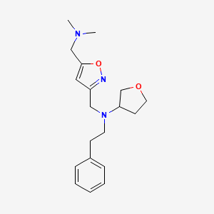 molecular formula C19H27N3O2 B7379246 N-[[5-[(dimethylamino)methyl]-1,2-oxazol-3-yl]methyl]-N-(2-phenylethyl)oxolan-3-amine 