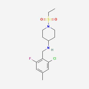 molecular formula C15H22ClFN2O2S B7379247 N-[(2-chloro-6-fluoro-4-methylphenyl)methyl]-1-ethylsulfonylpiperidin-4-amine 