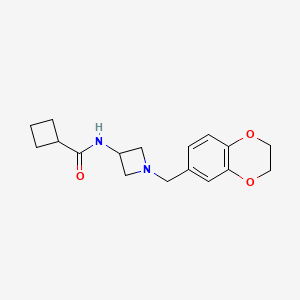 molecular formula C17H22N2O3 B7379284 N-[1-(2,3-dihydro-1,4-benzodioxin-6-ylmethyl)azetidin-3-yl]cyclobutanecarboxamide 