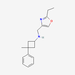 molecular formula C17H22N2O B7379301 N-[(2-ethyl-1,3-oxazol-4-yl)methyl]-3-methyl-3-phenylcyclobutan-1-amine 